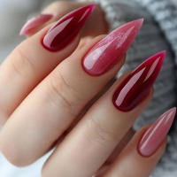 Uñas postizas largas con pegamento, fácil de pegar, encantadoras uñas postizas para manicura DIY en casa - details 7