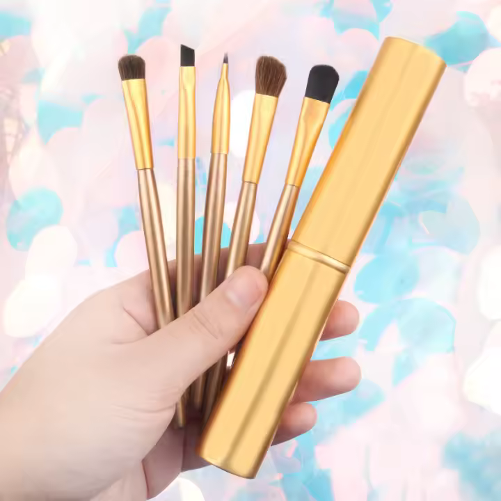 Set de 5 Brochas de Maquillaje para Mujeres Base de Sombra de Ojos Lápiz de Ojos Herramientas de Belleza Mezcla de Brochas de Maquillaje - 1