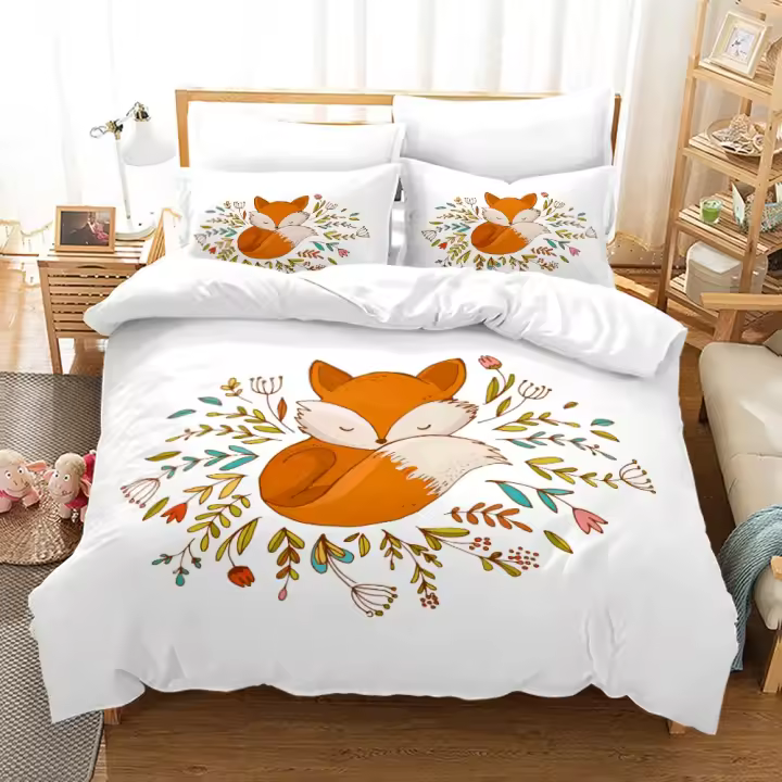 Juego de Funda de Edredón de Zorro Ropa de Cama de Poliéster para Cama de Rey, Twin, Full - 1