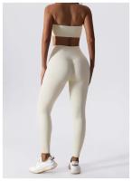 Sujetador deportivo para mujer en color piel anti-deslumbramiento con forro de nylon entretela de fitness ajustado manga larga secado rápido vestido de nylon - details 22