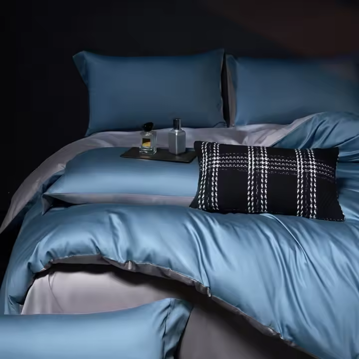 Juego de Ropa de Cama de Algodón 5A Antibacteriano de Color Sólido Suave 100% Algodón, Alta Gama, Ropa de Cama para Cama Twin 1.2m, Descanso Relaxante y Cansado - 1