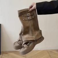 Botas extraíbles de dos usos, botas altas de mujer con punta cuadrada francesa, hebilla de cinturón, pantalones, botas delgadas retro, botas largas y frescas. - details 16