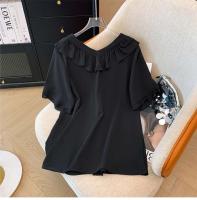 NOVEDAD DE VERANO 2024, camisa de gasa de talla grande con cuello de muñeca de color sólido, top sencillo para ir al trabajo, ropa holgada y cómoda para el hogar - details 5