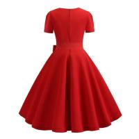 Mujeres Vintage verano 50s 60s Retro Pin Up Swing Rockabilly Vestidos elegante negro lunares vestido de fiesta de oficina - details 4