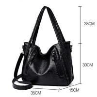 Bolso de mano de gran capacidad para mujer, bolso de hombro tipo bandolera de PU, diseño de cocodrilo retro, para uso diario - details 19
