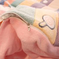 Sábana de Terciopelo Cálido Coral para Invierno con Estampado de Flor Hueso de Couette Suave y Grueso 240x220 - details 15
