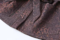 TRAFZA-abrigos de leopardo con cuello vuelto para mujer, chaquetas femeninas de manga larga con lazo y decoración de un solo pecho, otoño - details 10