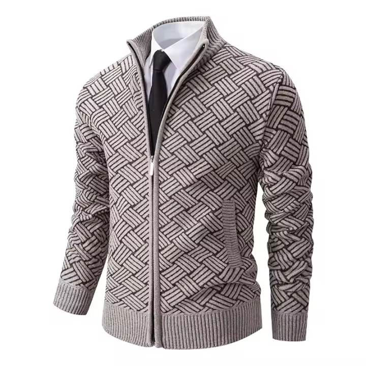 Tops informales con cuello levantado para hombre, abrigo grueso de lana para mantener el calor, suéter con cuello levantado, liso y versátil, para otoño e invierno - 1