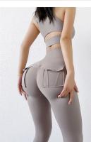 Mallas deportivas elásticas de cintura alta para mujer, pantalones ajustados de Color sólido para entrenamiento, venta al por mayor, para correr, gimnasio, Fitness, Yoga - details 42