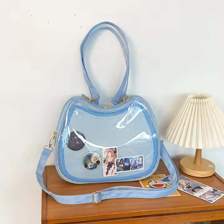 Mochila de Nylon Transparente Diseño de Gato Ideal para Mujeres y Niñas Exposición de Cómics - 1