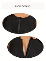 Traje de baño de una pieza con cremallera frontal sin mangas, traje de buceo de surf, cuello redondo de color sólido de corte - details 7