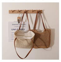 Bolso tejido de hilo de algodón de hombro hueco informal pequeño bolso de paja de mano de viento perezoso bolso de playa de vacaciones junto al mar bolso de mujer - details 0