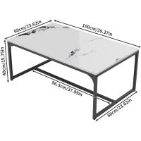 Mesa de centro de mármol para café: Mesa auxiliar de café con marco de metal estilo nórdico moderno para sofá de salón 100x60x43cm (gris) - details 9