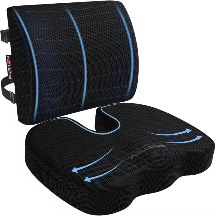 Cojín para sillas de oficina, cojín lumbar para Sillas, Coche, cojín lumbar de espuma con memoria, Funda lavable, juego de cojines lumpires para Coche, respaldo de Silla de oficina, cojín para glúeos - 1