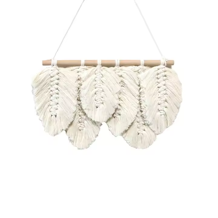 Tapiz con borla de cuerda de algodón elegante, tejido a mano, bohemio, regalo - 1