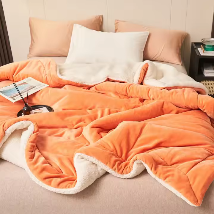 Manta de felpa gruesa de doble capa para cama y sofá, forro polar de felpa, Mantas cálidas - 1
