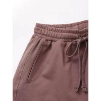 conjunto deportivo Vintage para mujer, traje de pantalones cortos sólidos, camiseta de manga corta con cuello redondo, cortos con cordón, - details 45