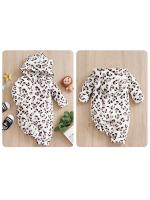Ropa De Bebé Unisex Estampado De Leopardo Y Flannel Para Otoño E Invierno Con Cuello Alto Y Cierre Simple Talla 0-18 Meses - details 2