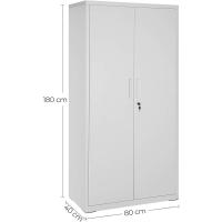 Armario de Garaje de 5 Estantes con 2 Puertas, Armario de Oficina, 40 x 80 x 180 cm, 1 Cerradura, Estantes Ajustables, Gabinete de Metal, Gris Mate OMC015G01 - details 2