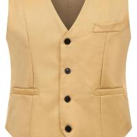 Chaleco Formal sin mangas con bolsillos, traje masculino de un solo pecho, chaleco informal para fiesta, Bar, vestido de banquete, chaleco de traje de Color sólido - details 12