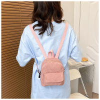 Mochila De terciopelo de pana para mujer, bolso escolar de versión coreana, sencillo, informal, pequeño, 2024 - details 13