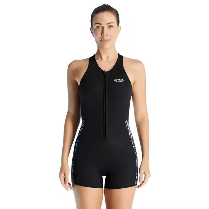 Nuevo traje de baño para mujer, traje de baño de una pieza anti UV, traje de buceo, protector contra sarpullidos, sin mangas, con cremallera, traje de baño para Surf, neopreno - 1
