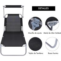 Sillas de Playa Reclinables Ligeras de Aluminio con Parasol Ajustable Plegables y Portátiles para Jardín, Terraza, Piscina o Camping - details 2