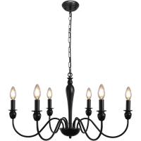 Candelabros de rueda de vagón para sala de estar, 6 luces rústicas industriales para exteriores, lámpara colgante negra para comedor, cocina, pasillo, dormitorio, ajuste de altura - details 31