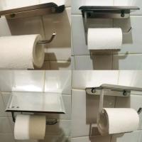 Soporte de papel higiénico de aleación de aluminio, estante con bandeja, accesorios de baño, colgante de pared para cocina, portarrollos de papel higiénico sin perforaciones - details 8