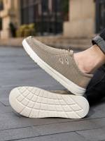 (Lo mejor) Zapatillas de punto transpirables para hombre, ligeras y antideslizantes, de color liso, deportivas y sencillas - details 1