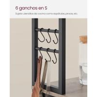 EstanterÍa de Cocina, EstanterÍa de PanaderÍa, 6 Estantes y 6 Ganchos, para Microondas, Marco de Acero, Industrial, 40 x 80 x 167 cm, MarrÓn RÚstico y Negro - details 70