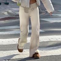Pantalones de punto de pierna ancha a rayas con cintura elástica para mujer, novedad en la moda 2025 - details 19