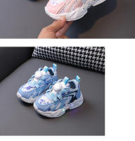 Zapatos de malla transpirables para correr con hebilla giratoria para niños medianos y pequeños zapatos intermitentes - details 10