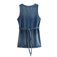 Chaqueta vaquera desgastada con cuello redondo para mujer Nueva moda de verano - details 1