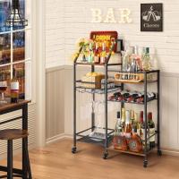 , Gran Pantalla de Vinoteca con Carrito de Bar, Soporte Copas Vino para la Decoración del Hogar, Mini Bar de Vino Whisky, Carrito de Licor para Bar, Cocina, Comedor - details 2