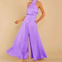 Mono de Pantalones Grandes Piernas para Mujer Ouwu Mono Halter con Lazo en Espalda de Color Sólido - details 12