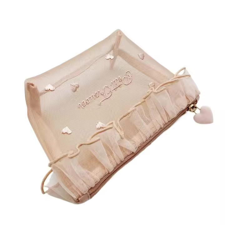 Bolso Simple de malla para cosméticos, bolsa de lavado con cremallera, bolsa de almacenamiento de malla, bolsa de pañuelos, organizador de artículos de tocador de gran capacidad para mujer - 1