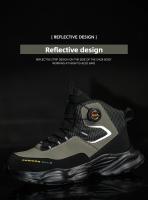 Zapatos de seguridad con botón giratorio para hombre, calzado de trabajo impermeable, botas de construcción con tiras reflectantes, punta de acero, talla 48, Invierno - details 10