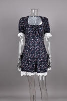 Novedad de verano, vestido de cintura floral pequeño de retazos franceses para mujer con sentido del diseño y a la moda - details 11