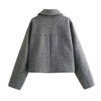 Chaqueta Corta de Tweed para Mujer Abrigo de Temporada de Otoño-Invierno con Cremallera - details 2