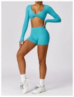 Conjunto de Yoga de 2 Piezas Traje Deportivo para Mujer Pantalones de Yoga con Manga Larga - details 6