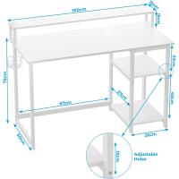 Escritorio de Ordenador con Soporte de Monitor Escritorio de Oficina con Estantes de Almacenamiento Ajustables Pequeño Escritorio Reversible para el Estudio Beige - details 40