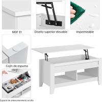 Mesa de Café de Madera Elevable Diseño Moderno para Sala Tamaño 104,5 x 49,5 x (49-61,5) cm Gris - details 25