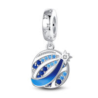 Encanto de Pulsera Fit 3mm 925 Original Plata de Ley S925 con Zirconia Azul Pavé Joyería DIY para Mujeres Material Principal de Metal Estilo de Encanto - details 0