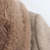 TRAFZA mujer nueva moda elegante manga larga bolsillo Casual prendas de vestir exteriores mujer invierno otoño cuello de piel cinturón decorar chaqueta abrigo - details 9