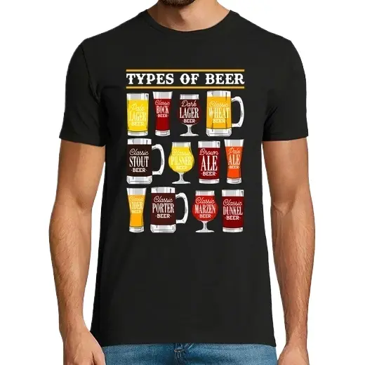 Tipos de Cervezas Tipos de Cerveza En Inglés Humor Alcohol Cerveza Camisetas CERVEZA,Pack Regalo Camiseta Personalizada - 1