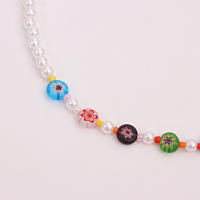 Collar de perlas de cristal con flores coloridas para mujer, collar corto geométrico de moda - details 4