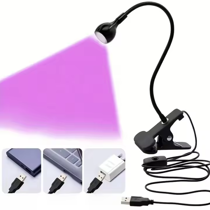 Pegamento UV multifuncional para manicura, lámpara multiusos con Clip e interruptor, luz púrpura, alta calidad - 1