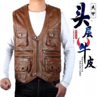 Chaleco de cuero para hombre, resistente al viento en otoño e invierno, chaleco hip-hop con cuello en V, sin mangas de color sólido punk para hombre - details 12