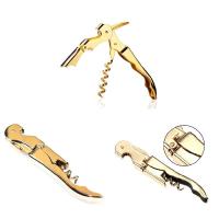 Abridor de botellas de vino tinto de acero inoxidable, sacacorchos chapado en oro, doble bisagra, camareros, llave de vino, abrebotellas, accesorios de cocina - details 4